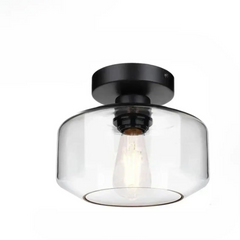 Vintage Glass Ceiling Light E27 Clear Shade Black Grey Gold Ø22 cm