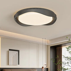 Round Wood Effect Ceiling Light E27 60W IP65 Brown Black