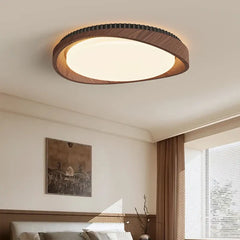 Round Wood Effect Ceiling Light E27 60W IP65 Brown Black