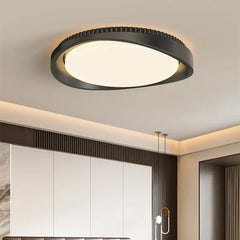 Round Wood Effect Ceiling Light E27 60W IP65 Brown Black