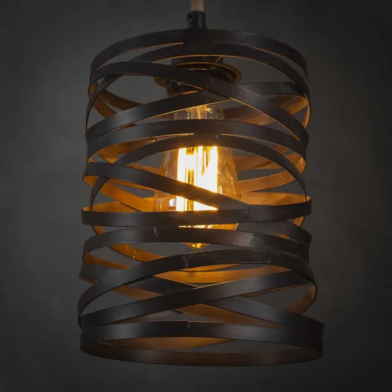 Industrial Twist Pendant Light 7 Grey Metal Shades Jute Rope E27 W157cm