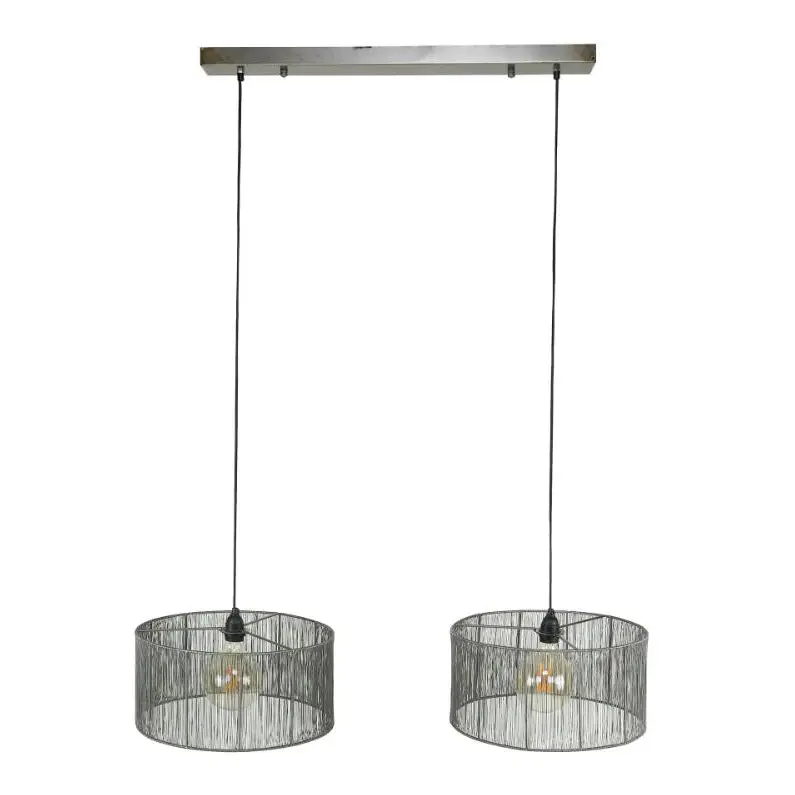 Industrial Mesh Pendant Light 2 Metal Woven Shades E27 Ø41cm W120cm