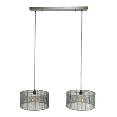 Industrial Mesh Pendant Light 2 Metal Woven Shades E27 Ø41cm W120cm