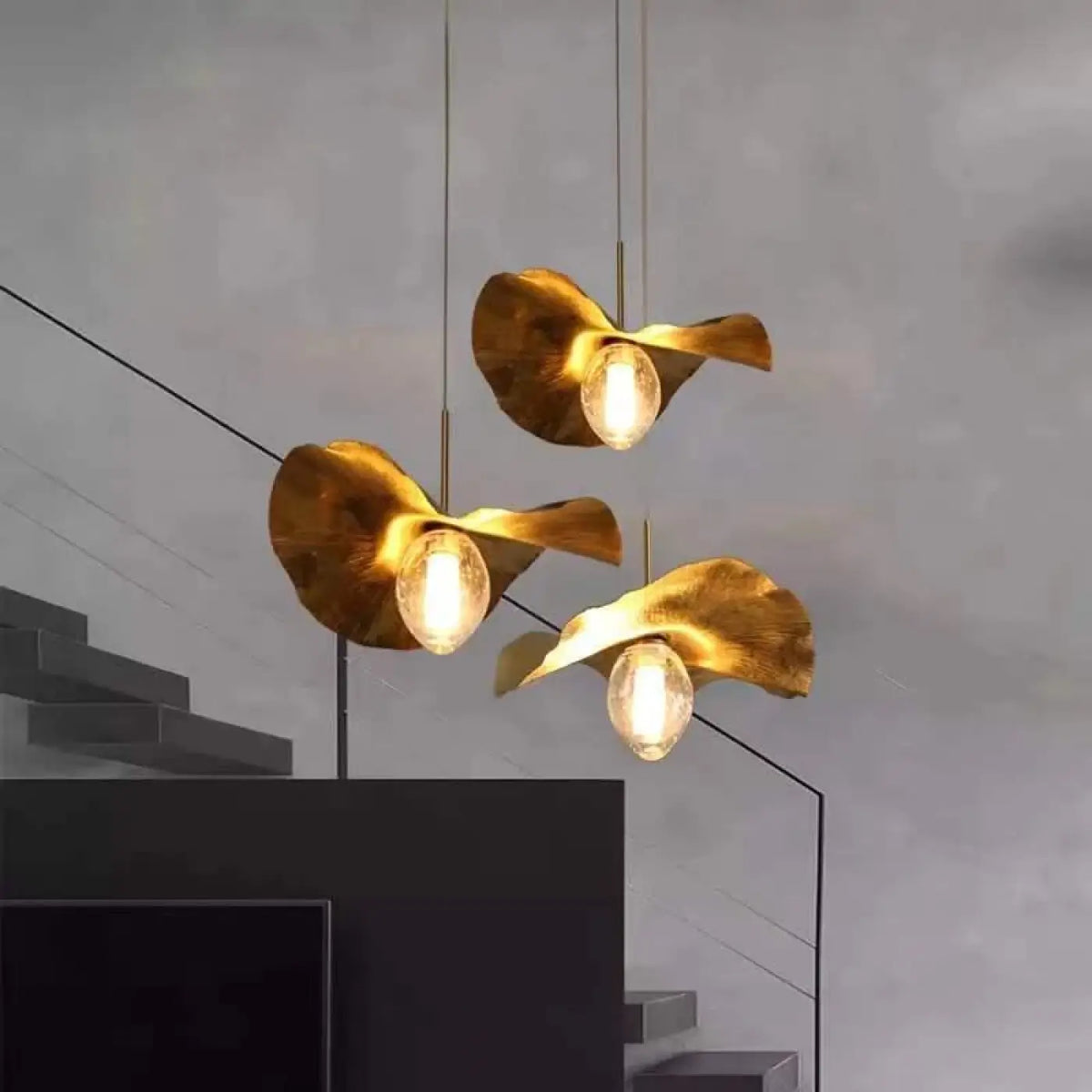 Gold Pendant Light G9 LED Aluminium Glass 3 Sizes
