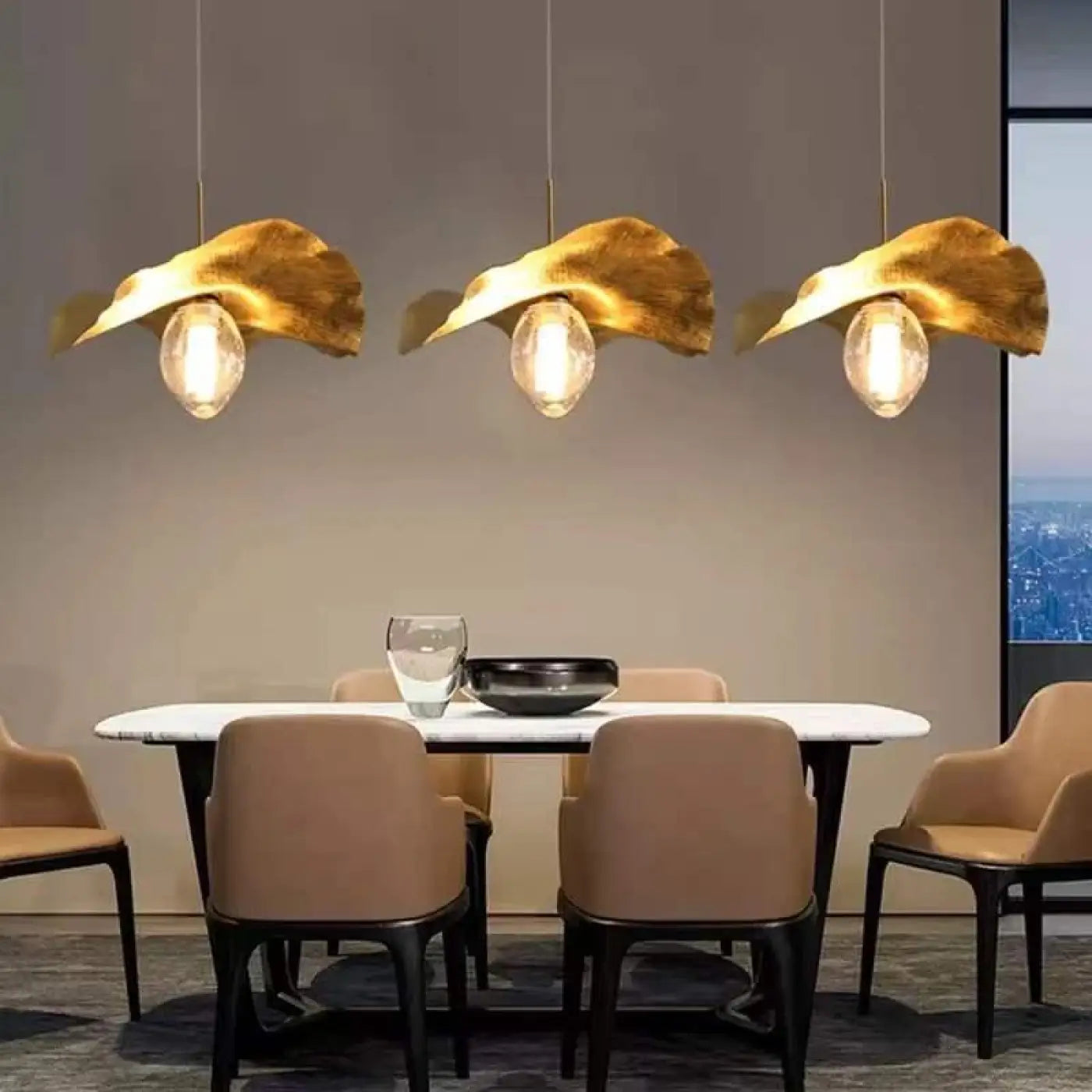 Gold Pendant Light G9 LED Aluminium Glass 3 Sizes