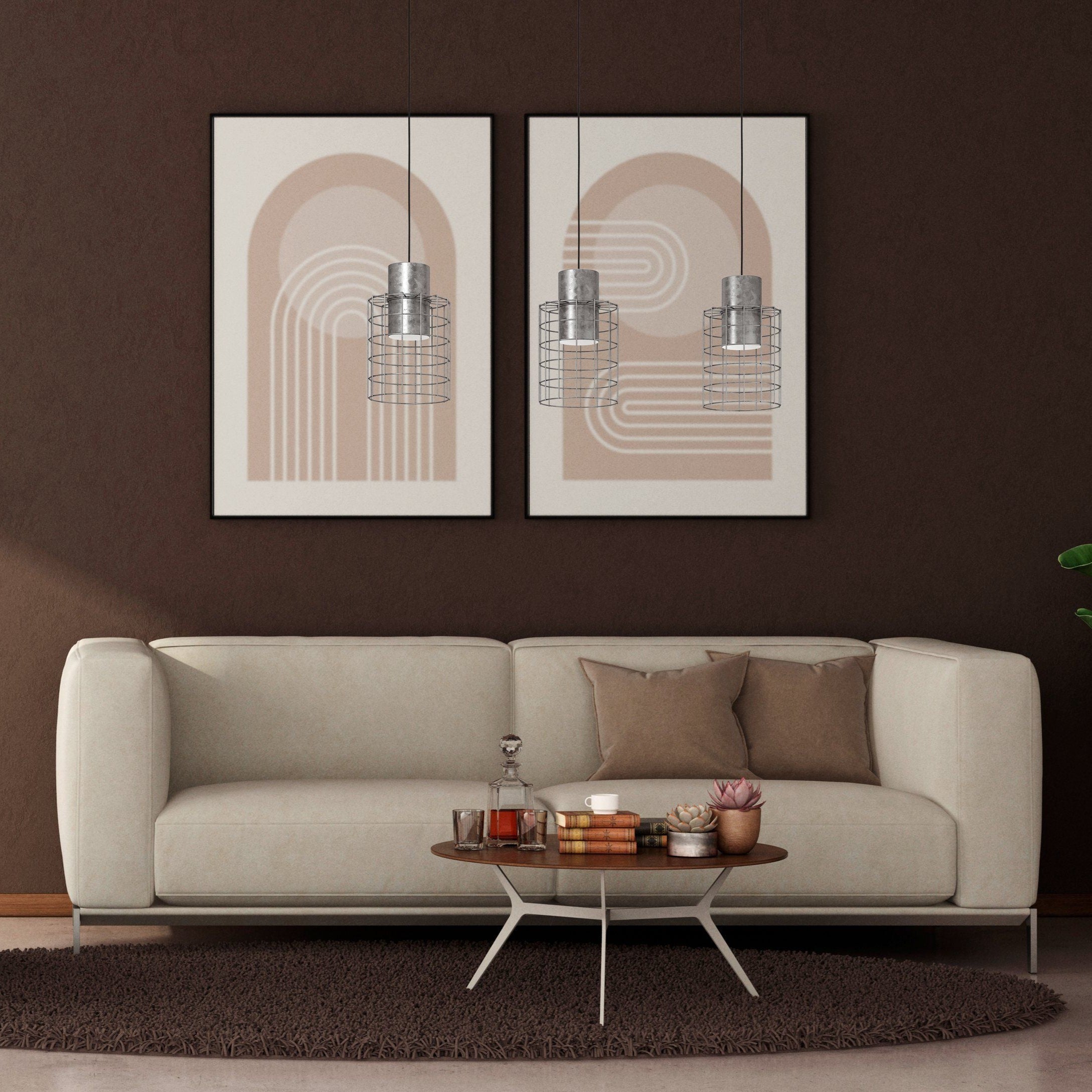 Galvanised Steel Chandelier Wire Cage 3×E27 90cm