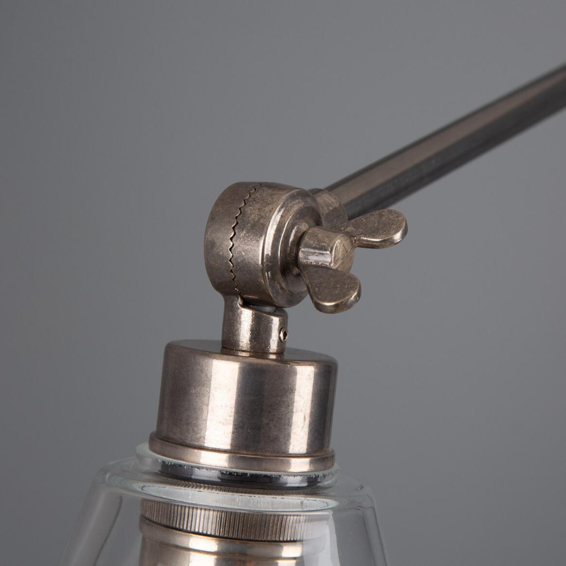 Adjustable Arm Wall Light Clear Glass Cone 3 Pivots E27 73cm Reach