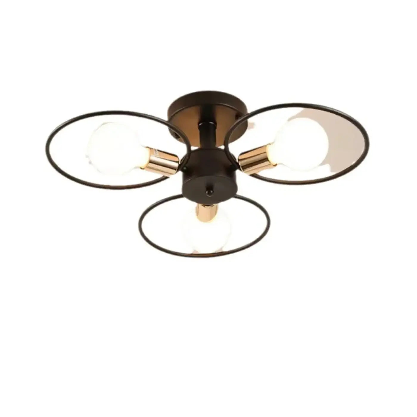 Black Metal Ring Ceiling Light E27 Retro Industrial S (3-Light) M (6-Light)