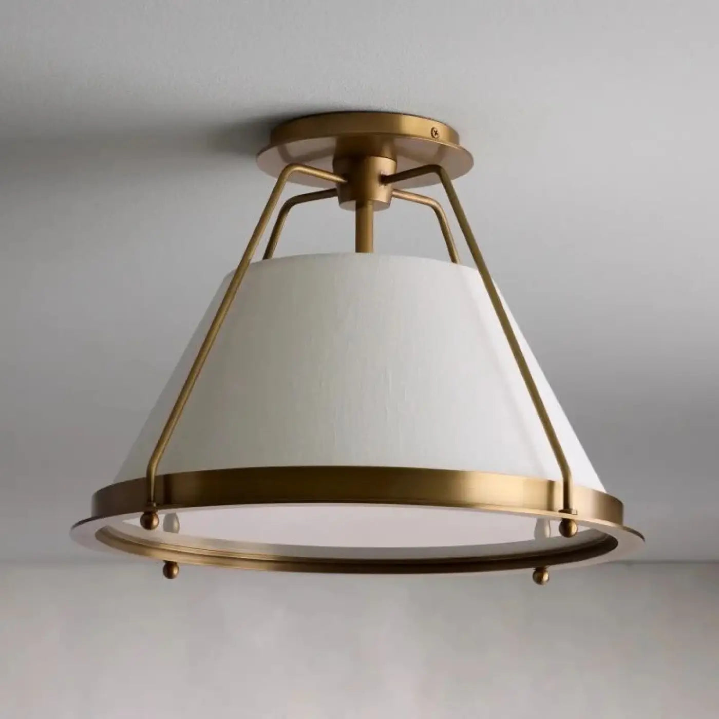 Vintage Fabric & Metal Ceiling Light E27 Black Gold S/M