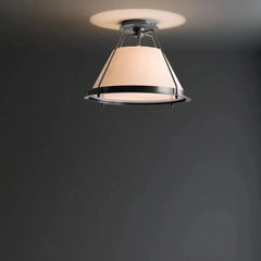 Vintage Fabric & Metal Ceiling Light E27 Black Gold S/M