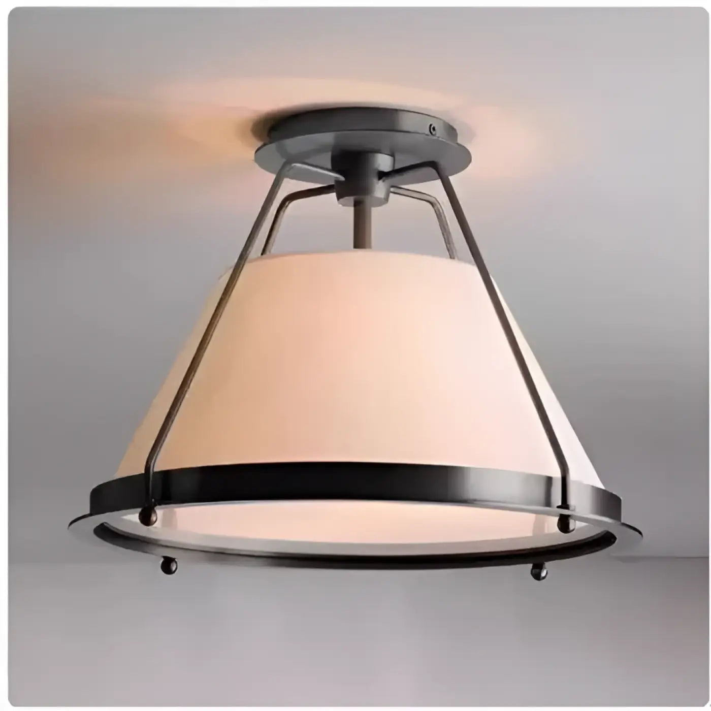 Vintage Fabric & Metal Ceiling Light E27 Black Gold S/M
