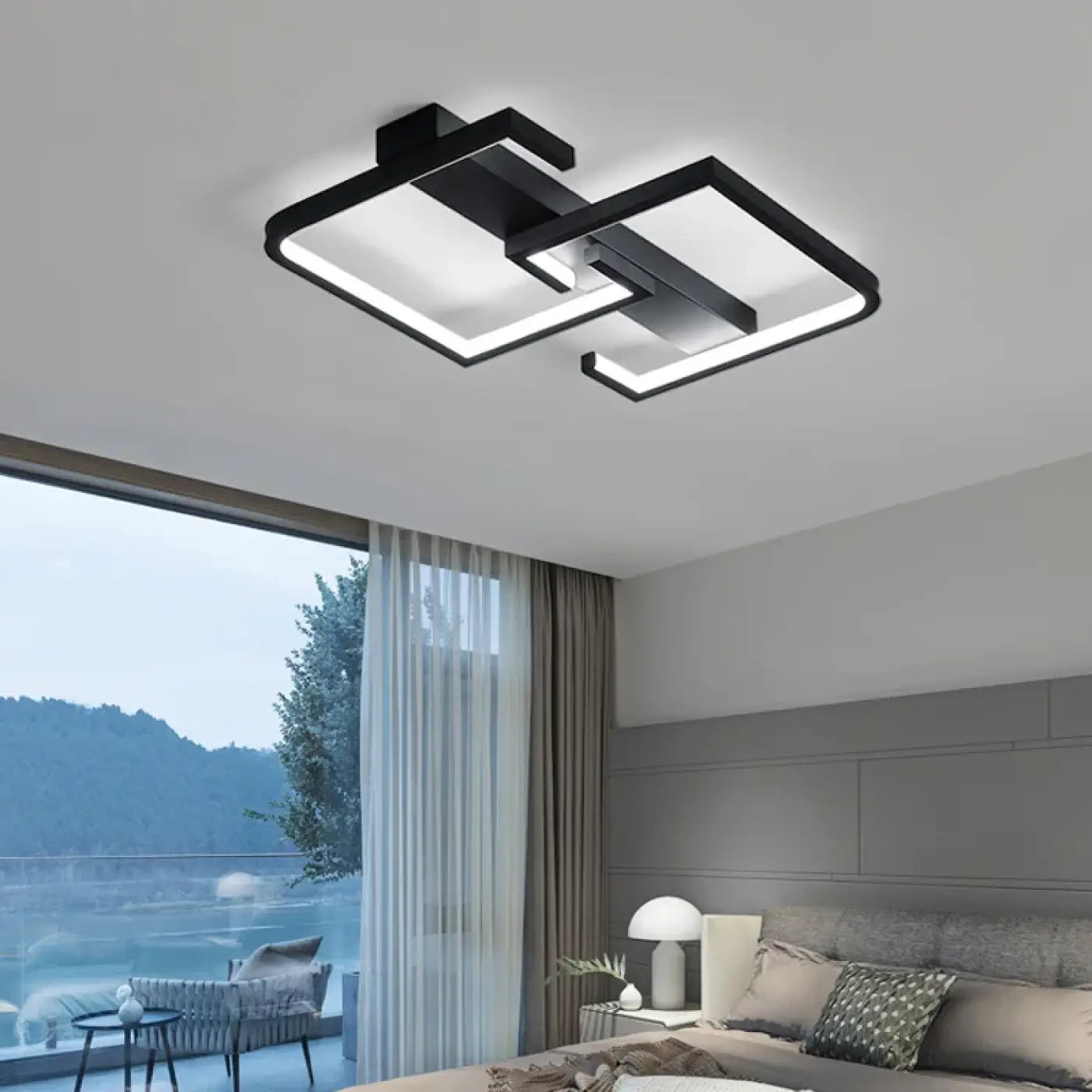 Black Geometric Minimalist Ceiling Light LED Dimmable