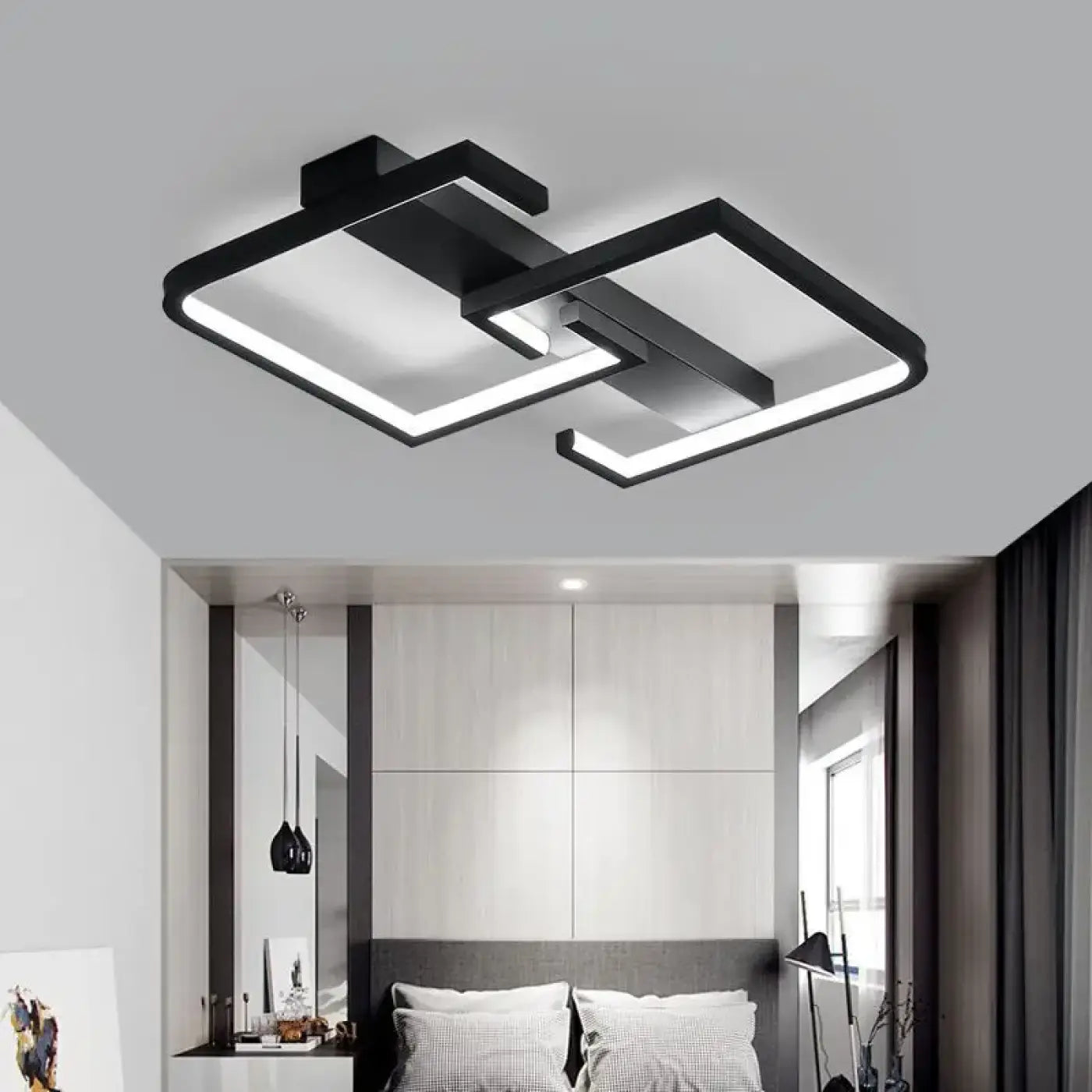 Black Geometric Minimalist Ceiling Light LED Dimmable