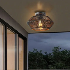 Geometric Metal Ceiling Light E27 Ø32cm — Black or Brown, 3 Colour Temperatures