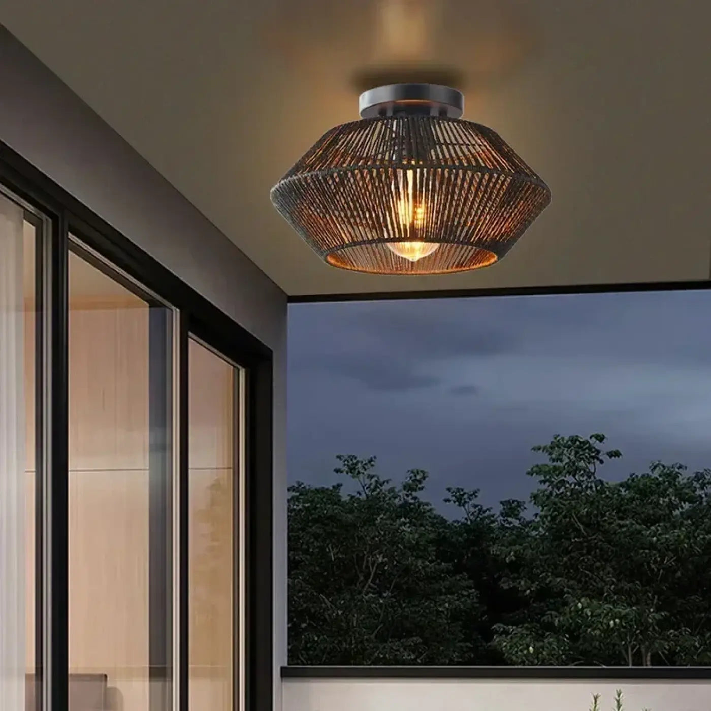 Geometric Metal Ceiling Light E27 Ø32cm — Black or Brown, 3 Colour Temperatures