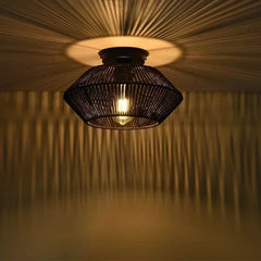 Geometric Metal Ceiling Light E27 Ø32cm — Black or Brown, 3 Colour Temperatures
