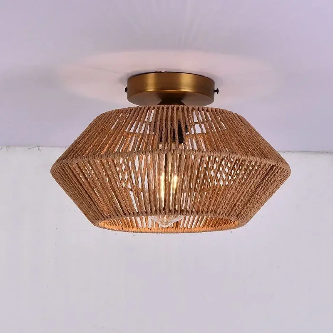 Geometric Metal Ceiling Light E27 Ø32cm — Black or Brown, 3 Colour Temperatures