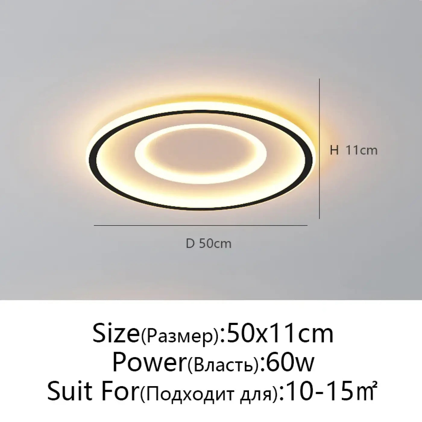 Black LED Ceiling Light Dimmable — 3 Sizes, 3000K–4000K