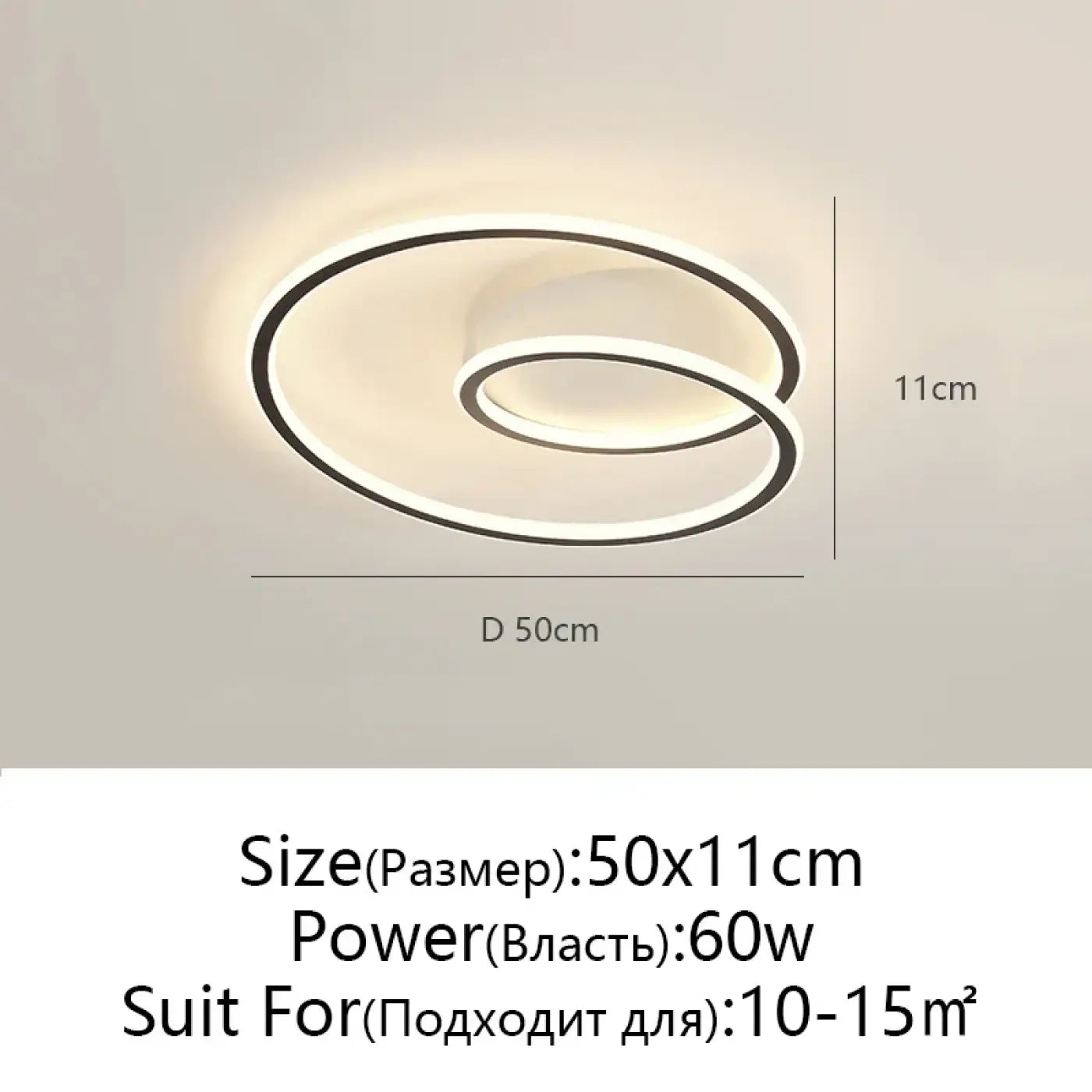 Black LED Ceiling Light Dimmable — 3 Sizes, 3000K–4000K