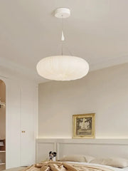 Pleated Round Pendant Light White Acrylic 45cm E27 Dimmable