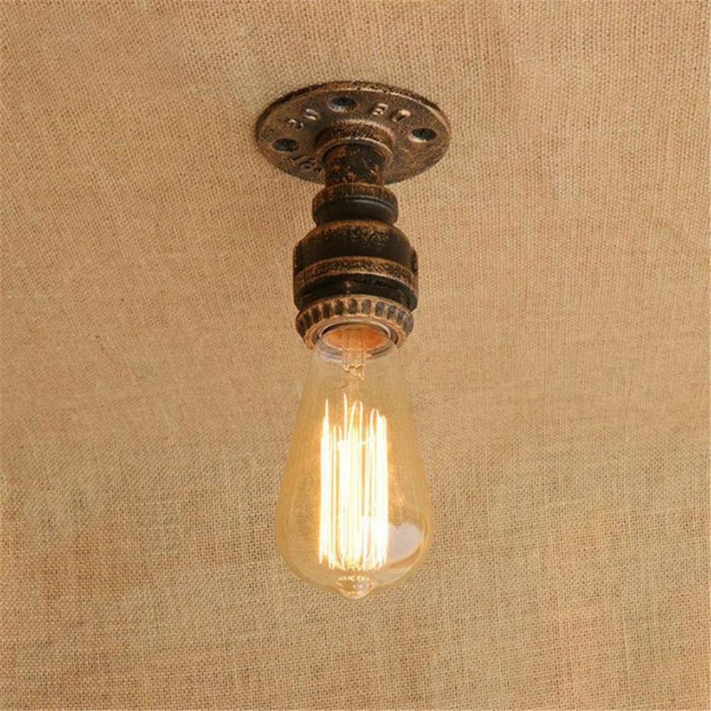 Small Industrial Ceiling Light Weathered Iron E27 Compact