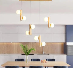 Modern Wooden Chandelier G9 — Wood & Glass, Set of 2, 6 or 8 Lights