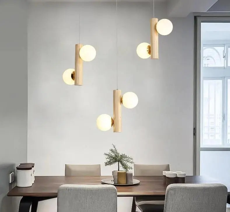 Modern Wooden Chandelier G9 — Wood & Glass, Set of 2, 6 or 8 Lights