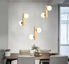 Modern Wooden Chandelier G9 — Wood & Glass, Set of 2, 6 or 8 Lights