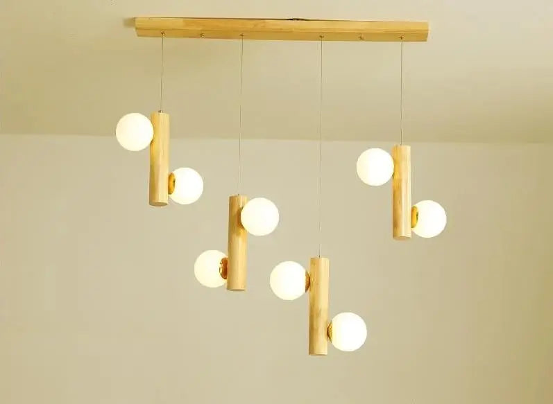 Modern Wooden Chandelier G9 — Wood & Glass, Set of 2, 6 or 8 Lights