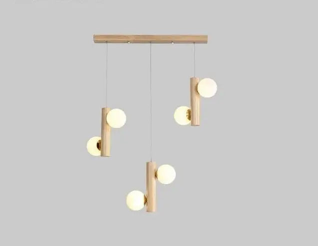 Modern Wooden Chandelier G9 — Wood & Glass, Set of 2, 6 or 8 Lights