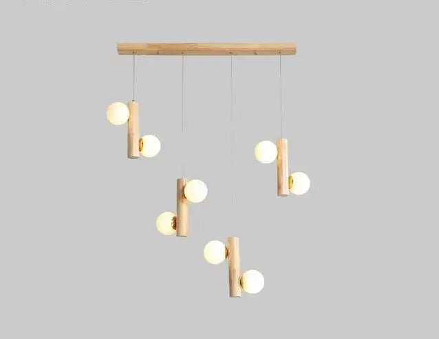 Modern Wooden Chandelier G9 — Wood & Glass, Set of 2, 6 or 8 Lights