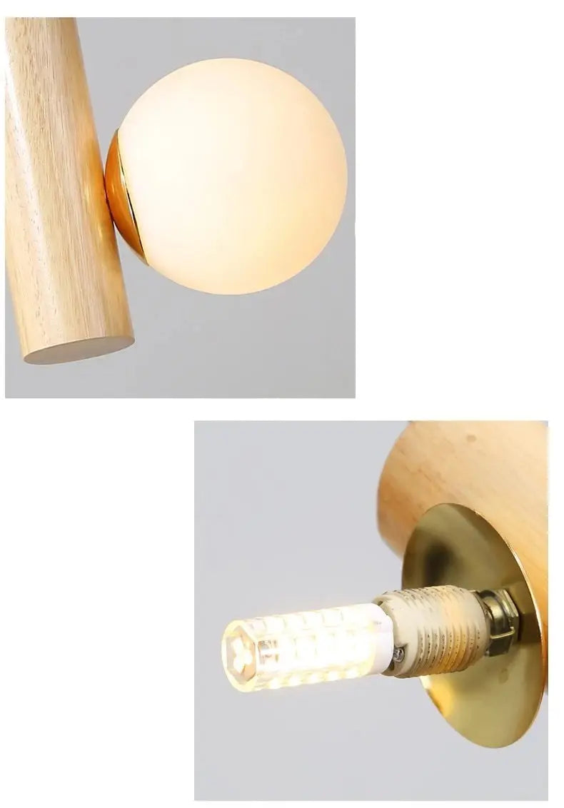 Modern Wooden Chandelier G9 — Wood & Glass, Set of 2, 6 or 8 Lights
