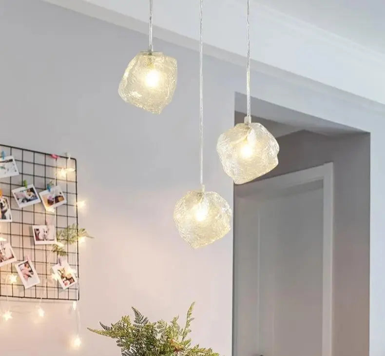 Glass Globe Pendant Light Set of 3 Iron E27 IP44