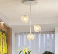 Glass Globe Pendant Light Set of 3 Iron E27 IP44