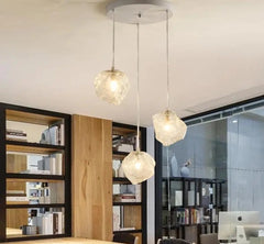 Glass Globe Pendant Light Set of 3 Iron E27 IP44