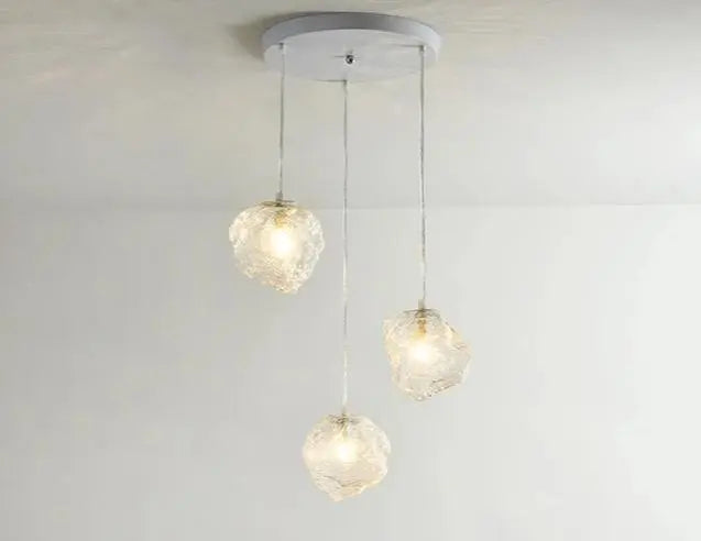 Glass Globe Pendant Light Set of 3 Iron E27 IP44