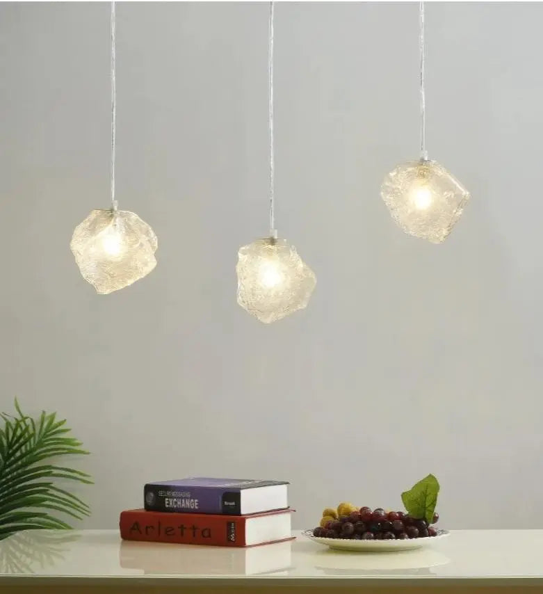 Glass Globe Pendant Light Set of 3 Iron E27 IP44