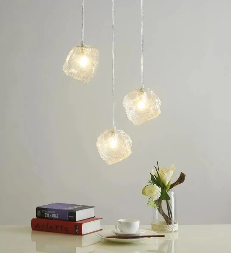 Glass Globe Pendant Light Set of 3 Iron E27 IP44