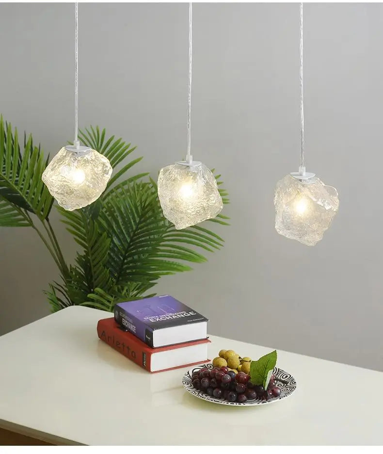 Glass Globe Pendant Light Set of 3 Iron E27 IP44