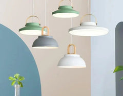 Nordic LED Pendant Light Iron Wood 3 Colours 3 Sizes