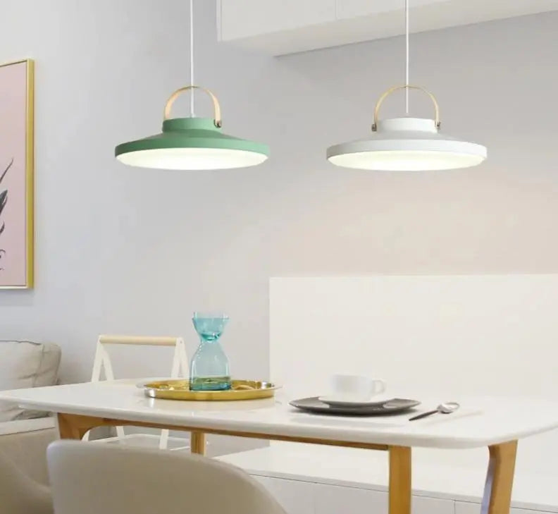 Nordic LED Pendant Light Iron Wood 3 Colours 3 Sizes
