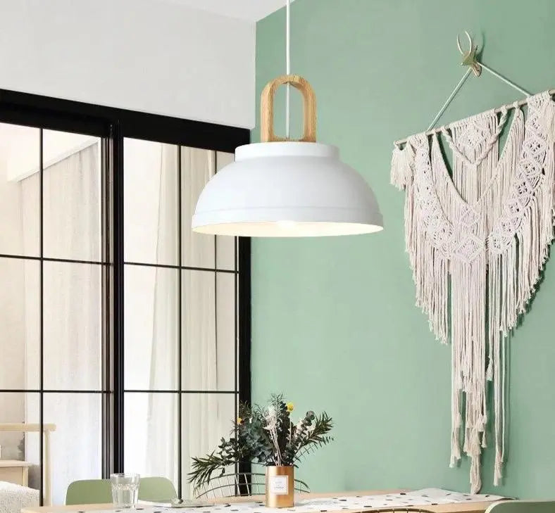 Nordic LED Pendant Light Iron Wood 3 Colours 3 Sizes
