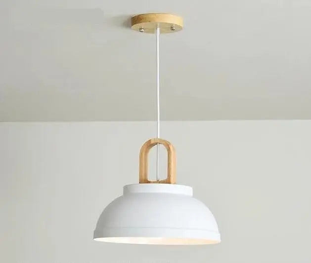 Nordic LED Pendant Light Iron Wood 3 Colours 3 Sizes