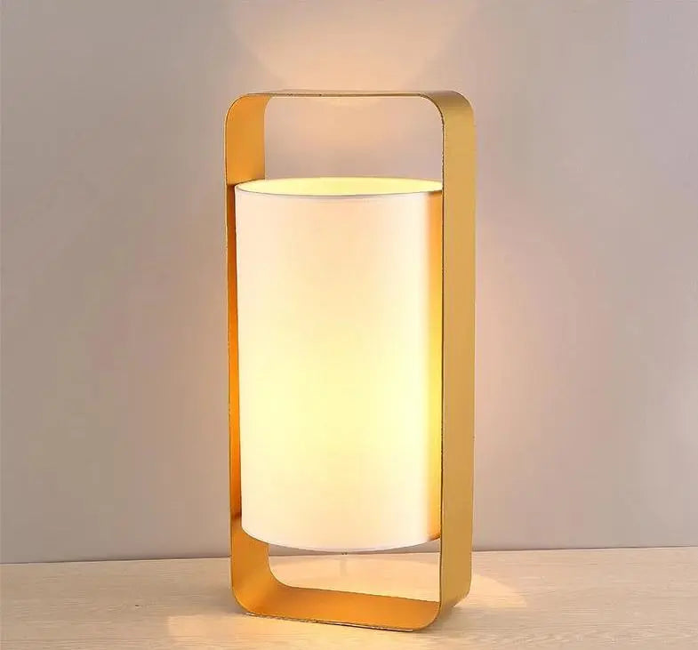 Floating Lantern Table Lamp Metal Frame & Textile Shade E27 — Small or Large