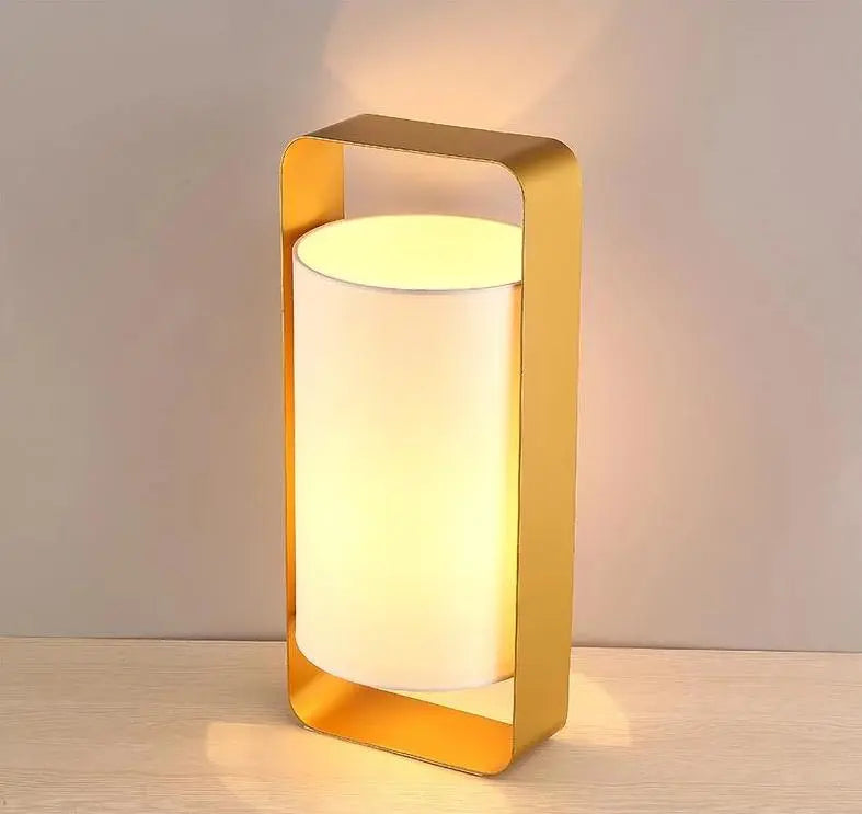 Floating Lantern Table Lamp Metal Frame & Textile Shade E27 — Small or Large