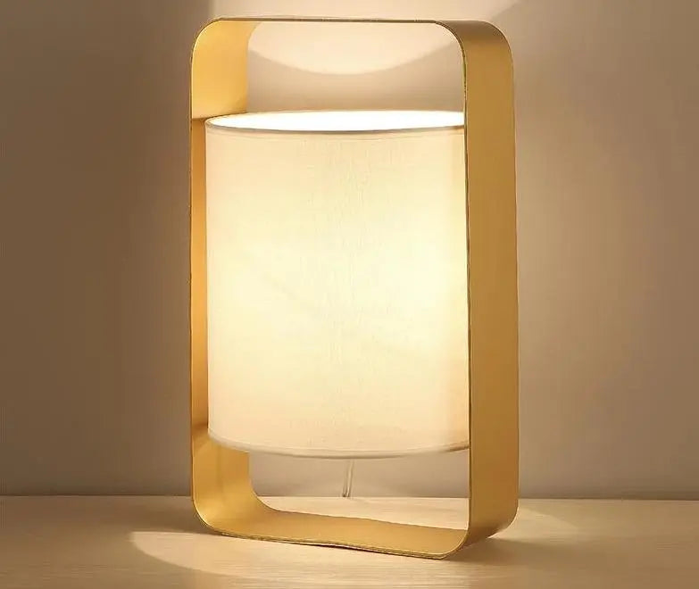 Floating Lantern Table Lamp Metal Frame & Textile Shade E27 — Small or Large
