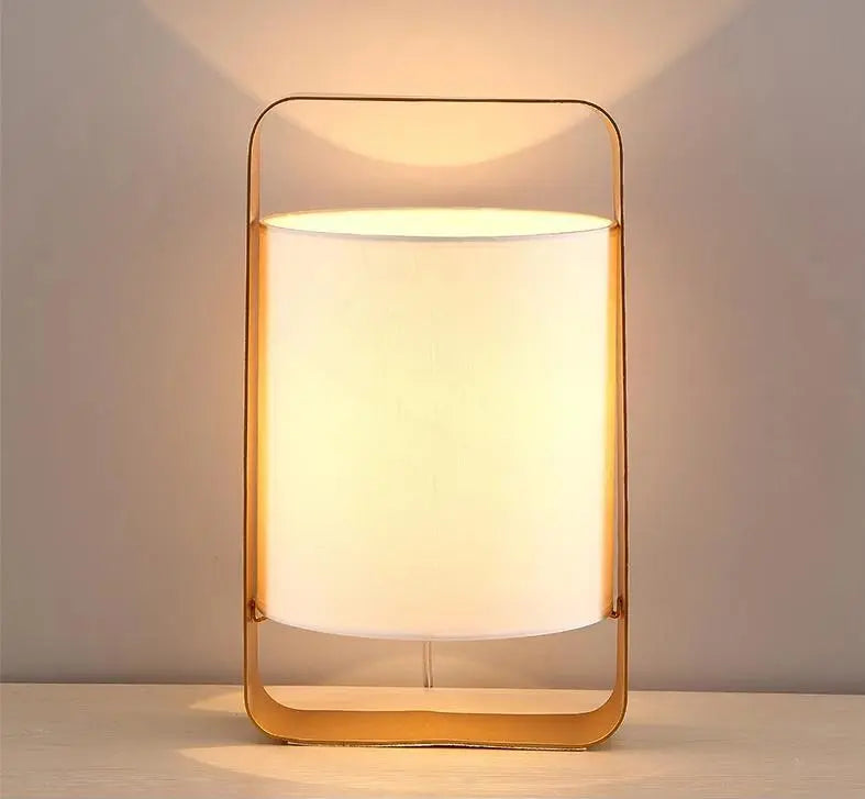 Floating Lantern Table Lamp Metal Frame & Textile Shade E27 — Small or Large