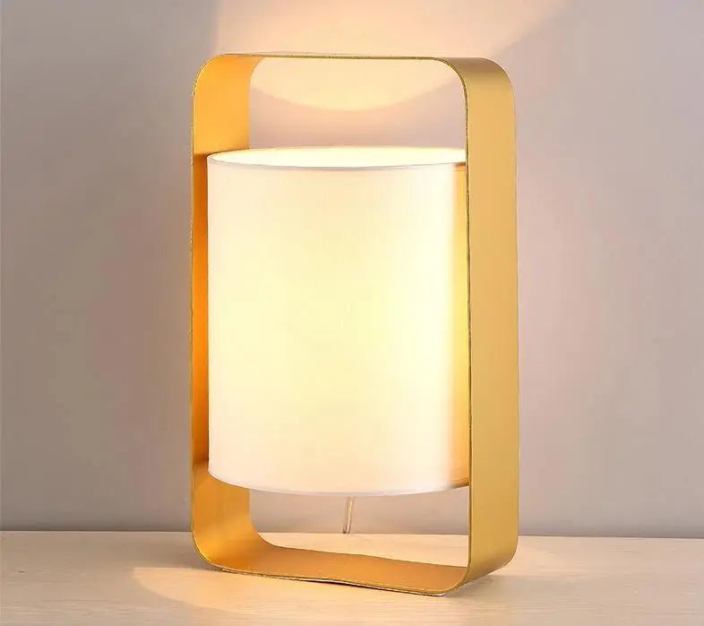 Floating Lantern Table Lamp Metal Frame & Textile Shade E27 — Small or Large