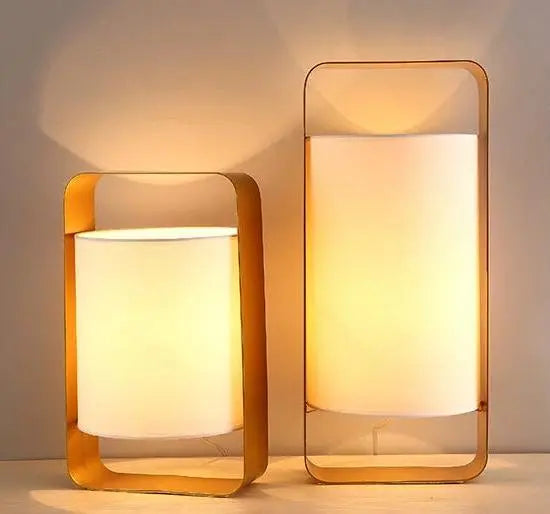 Floating Lantern Table Lamp Metal Frame & Textile Shade E27 — Small or Large