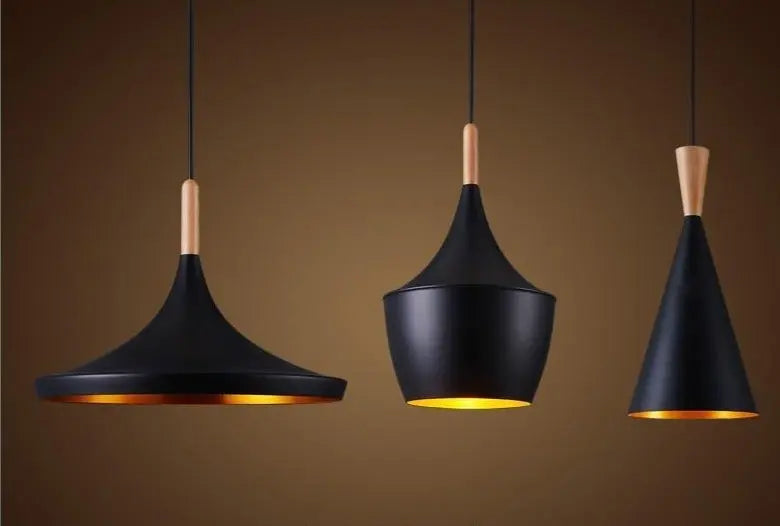 Iron Pendant Light E27 3 Shapes Lantern Funnel Cone